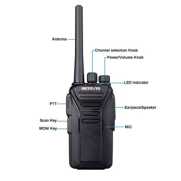 RETEVIS RT27 2W El Telsizi US Prizli Siyah 22 Kanal FRS 4625500MHz-4677125MHz - 4