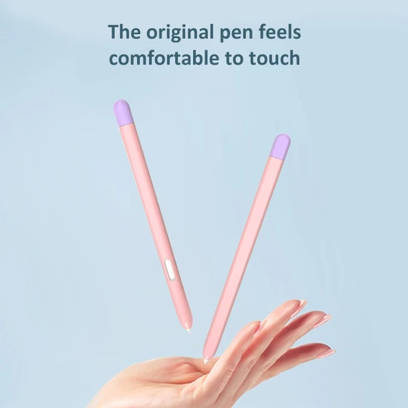 Samsung Galaxy Tab S6 Lite P610 P615 Uyumlu Sıvı Silikon Stylus Kalem Koruyucu Kılıf Pembe Mor - 5