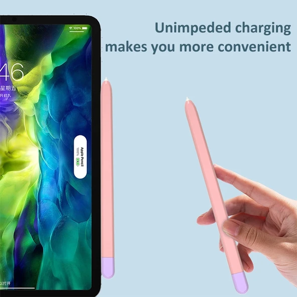 Samsung Galaxy Tab S6 Lite P610 P615 Uyumlu Sıvı Silikon Stylus Kalem Koruyucu Kılıf Pembe Mor - 6