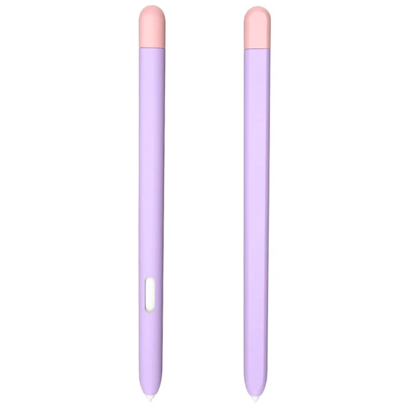 Samsung Galaxy Tab S6 Lite P610 P615 Uyumlu Sıvı Silikon Stylus Kalem Koruyucu Kılıf Mor Pembe