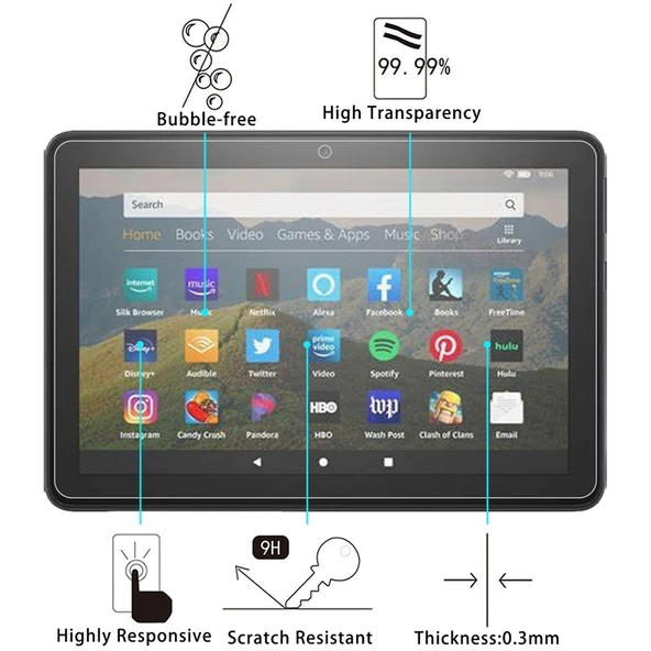 Amazon Fire HD 10 Plus 2021 Uyumlu 2 Adet 9H Sertlikte Patlamaya Dayanıklı Temperli Cam Ekran Koruyucu - 3