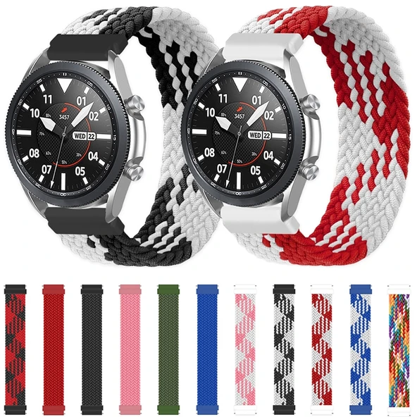 Samsung Galaxy Watch Active ve Active2 40mm 44mm Ayarlanabilir Siyah Beyaz Naylon Örgü Elastik Saat Kayışı 125mm - 8