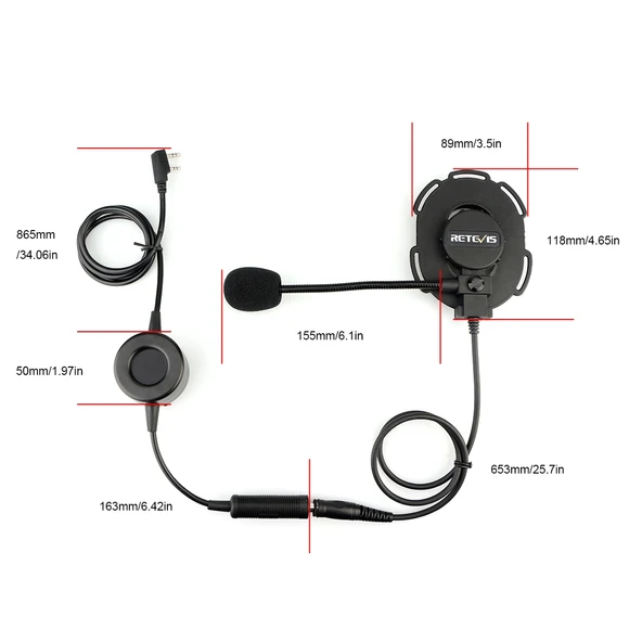 RETEVIS EH060K 2 Pin Su Geçirmez Taktik Askeri Kulaklık Mikrofon - 4