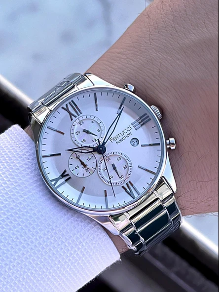 Ferrucci 2 Yıl Garantili Çelik Kordon İç Kadran Özellikleri Aktif 3 Atm Erkek Kol Saati EF.14079.01 - Resim 2