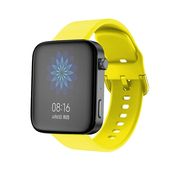 Xiaomi Mi Watch Sarı Silikon Saat Kayışı Elektro Kaplama Tokalı - 3