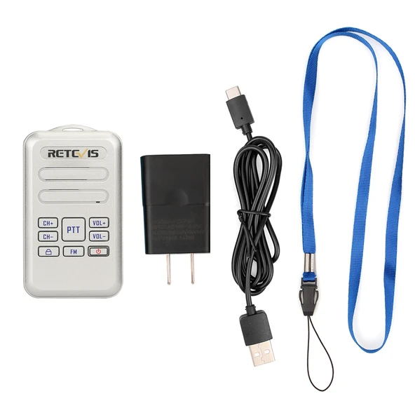 RETEVIS RT20 Mini FM Telsiz 2W 400-470MHz 16 Kanal USB Type-C Şarjlı ABD Fişi Gümüş - 2