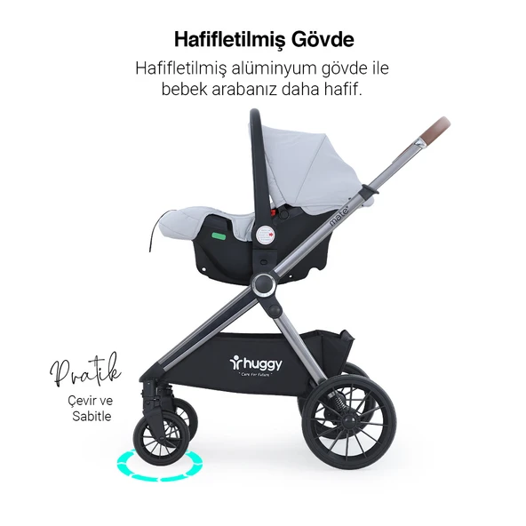 Huggy Mate 5 in 1 Extra Parlak Çift Yönlü Travel Bebek Arabası - 8