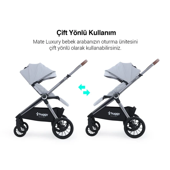 Huggy Mate 5 in 1 Extra Parlak Çift Yönlü Travel Bebek Arabası - 7