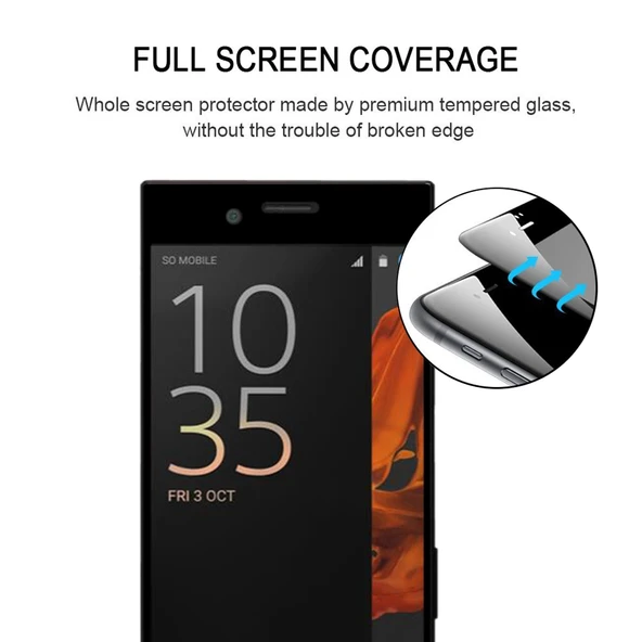 Sony Xperia XZ Tam Ekran Tam Yapışkanlı Temperli Cam Ekran Koruyucu - 3