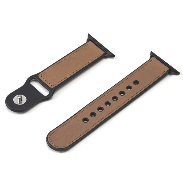 Apple Watch Deri TPU Kordon 42-45mm Açık Kahverengi - 2