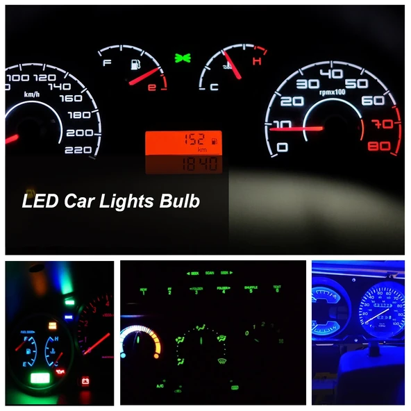 50 Adet T5 T10 Araba Motosiklet Modifikasyon LED Sinyal ve Plaka Lambası Mavi Işık Model A3606 - 7