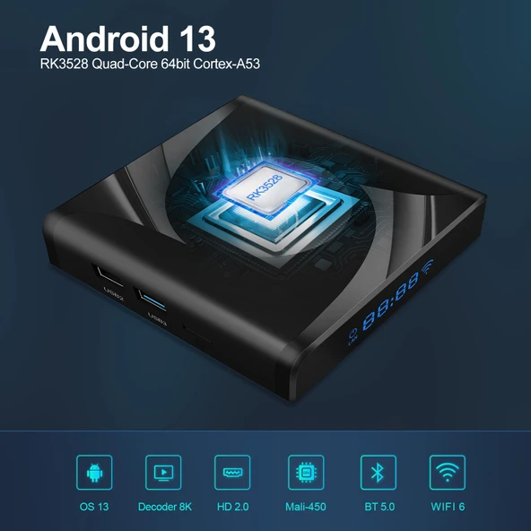 X88 Pro 13 Android 13 Akıllı TV Kutusu Uzaktan Kumandalı RK3528 Dört Çekirdek 4G 32GB EU Priz - 2