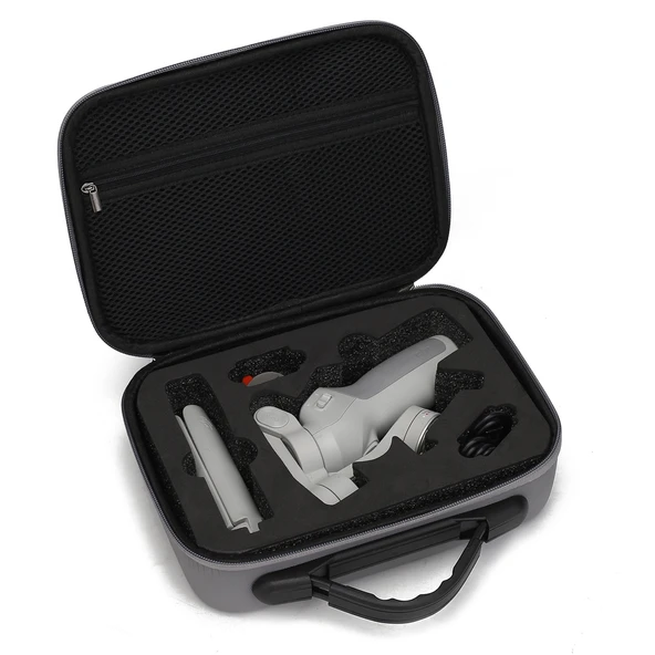 DJI Osmo Mobile 4 Uyumlu Gri Elmas Desenli Darbeye Dayanıklı PU Taşınabilir Koruyucu Kutu Çantası - 8