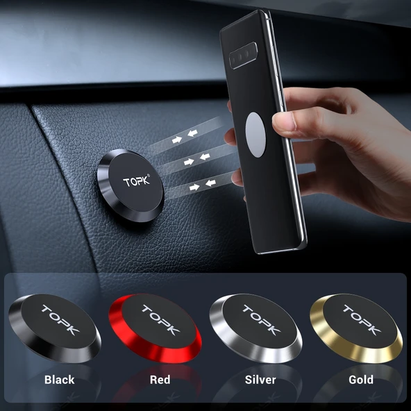 TOPK D21 Manyetik Evrensel Araç Telefon Tutucu Kırmızı - 8