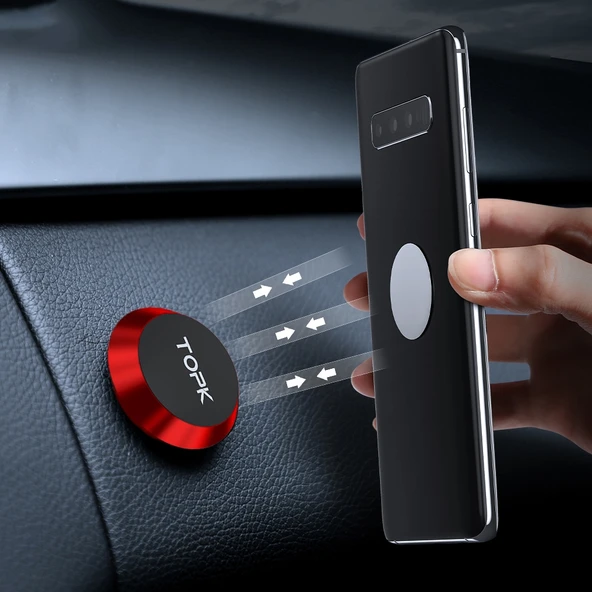 TOPK D21 Manyetik Evrensel Araç Telefon Tutucu Kırmızı