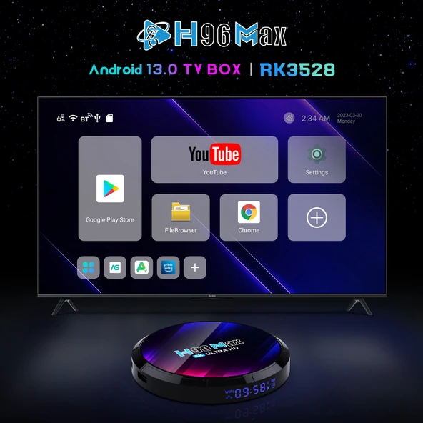 H96 Max 8K Ultra HD Akıllı TV Kutusu Android 13 RK3528 Dört Çekirdek 2GB RAM 16GB Depolama UK Priz - 2