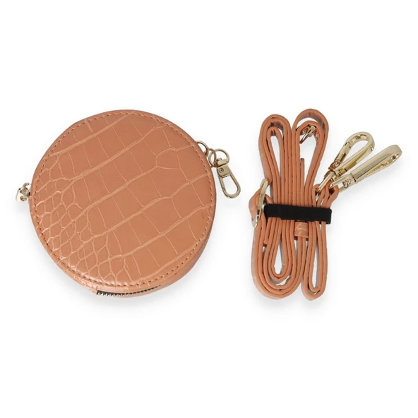 İPhone 14 Uyumlu 3 Parça Açık Kahverengi Çanta Cüzdan Askılık Set Kılıf - 2