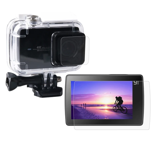 Xiaomi Xiaoyi II 4K Kamera Ultra Şeffaf LCD Ekran Koruyucu ve Gövde Cam Lens Koruyucu Film