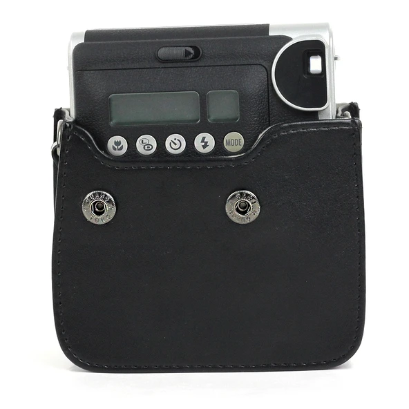 PU Deri Kamera Koruyucu Çanta FUJIFILM Instax Mini 90 için Ayarlanabilir Omuz Askılı Siyah - 2