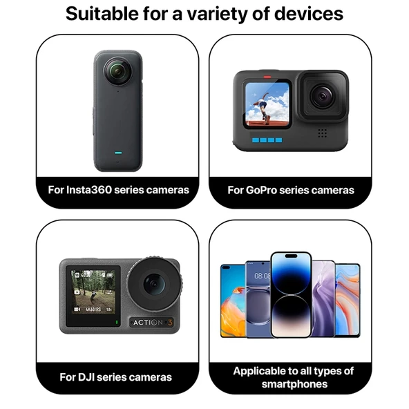 Aluminyum Uzatma Kol Tutacağı Siyah GoPro Insta360 DJI Aksiyon Kameraları İçin - 8