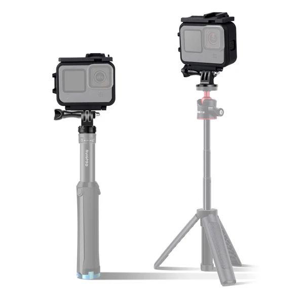 GoPro HERO9 ve HERO10 Siyah Plastik Çerçeve Koruyucu Kılıf Taban Tokası ve Uzun Vida ile - 5