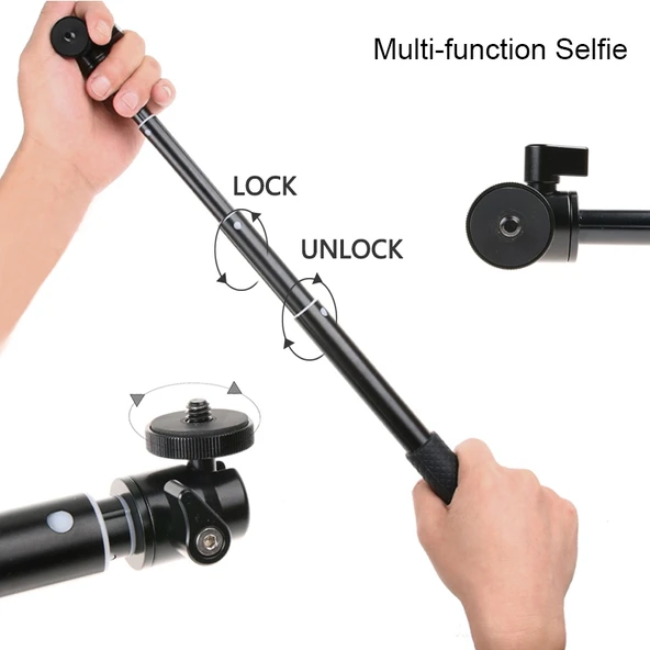 30-93cm Uzunluk Ayarlı Katlanabilir Tripod Tutucu Çok Fonksiyonlu Selfie Çubuğu Monopod GoPro Insta360 DJI ve Diğer Aksiyon Kameraları için - 7