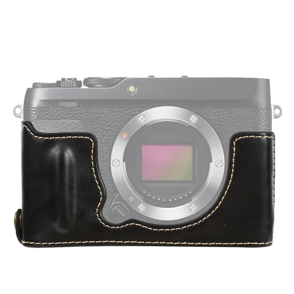 FUJIFILM XE4 Uyumlu Siyah PU Deri Yarım Kamera Kılıfı Tabanı 1 4 İnç Vida