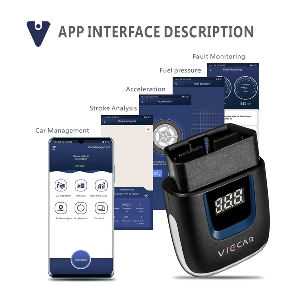 Viecar VP003 Mini OBD Arıza Tespit Cihazı USB ve Type-C Arayüz Bluetooth V2.2 - 7