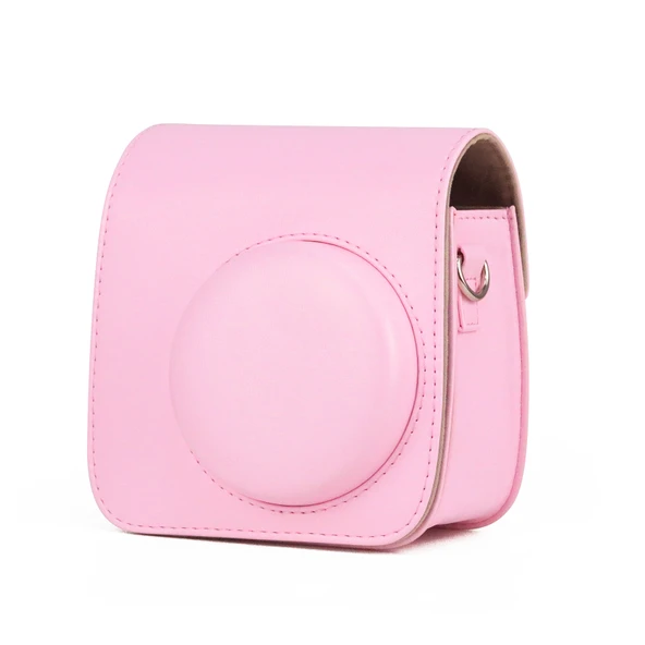 FUJIFILM Instax Mini 7 Plus Retro Tam Gövde Pembe PU Deri Kamera Çantası Askılı - 3