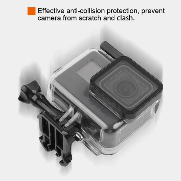 GoPro Yeni HERO HERO6 HERO5 Uyumlu 45m Su Geçirmez Koruyucu Kılıf Şeffaf Dokunmatik Ekran Arka Kapaklı - 4