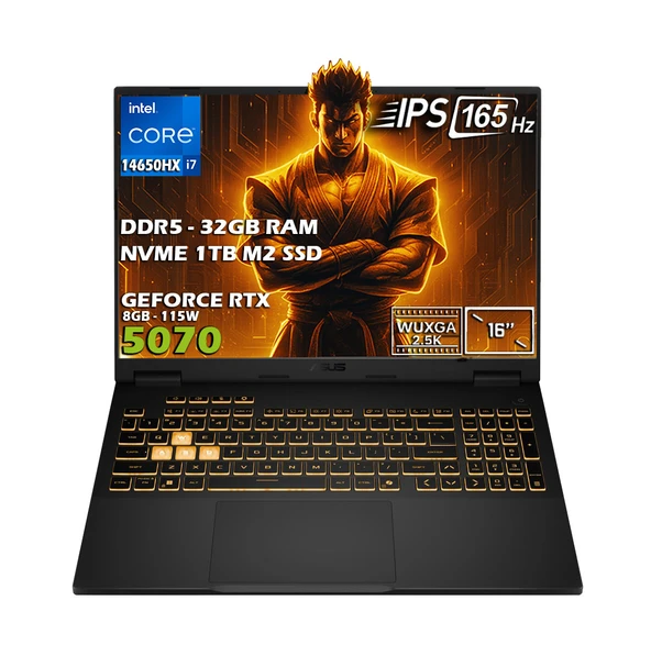 ASUS TUF F16 FX608JPR-QT002-Gaming Intel Core i7 14650HX 32GB 1TB SSD RTX 5070 16" 2.5K 115W 165Hz IPS