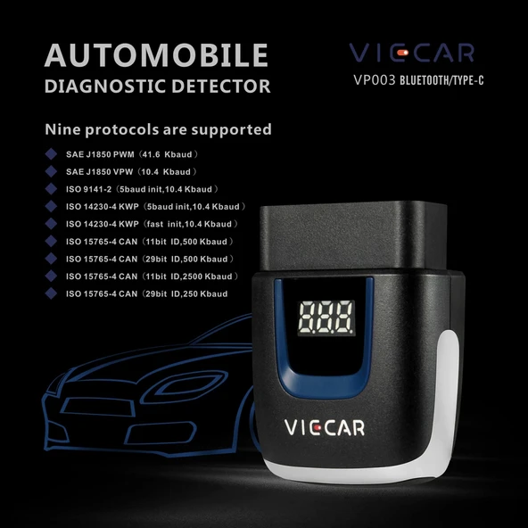 Viecar VP003 Mini OBD Arıza Tespit Cihazı USB ve Type-C Arayüz Bluetooth V2.2 - 3