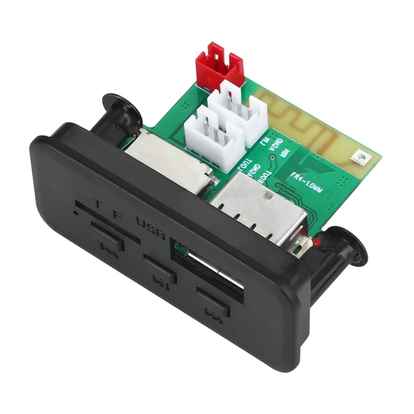 Araba 12V MP3 Çalar Dekoder Kart FM Radyo TF Kart USB AUX Bluetooth Siyah - 2