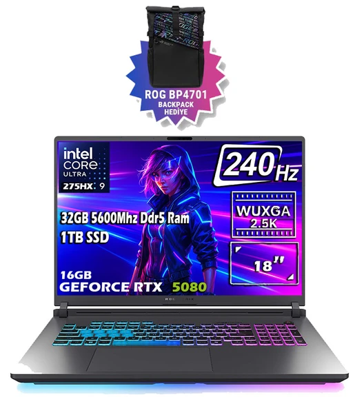 ASUS ROG Strix G18 G815LW-S9129-Gaming Ultra 9 275HX 32GB 1TB SSD 16GB RTX 5080 18" 2.5K WQXGA Freedos