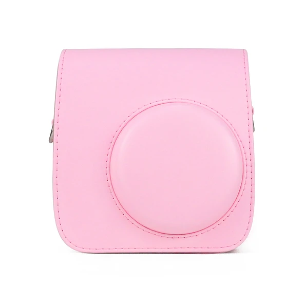 FUJIFILM Instax Mini 7 Plus Retro Tam Gövde Pembe PU Deri Kamera Çantası Askılı - 4