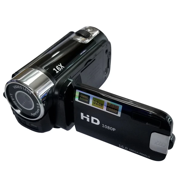 16X Dijital Zoomlu HD 16 Megapiksel Ev ve Seyahat DV Kamera Siyah EU Priz - 2