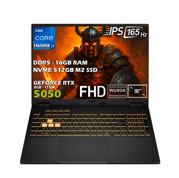 ASUS Tuf Gaming F16 FX608JHR-RV048 Intel Core i7-14650HX 16GB 512G SSD RTX5050 8GB 115W 165Hz 16" Freedos