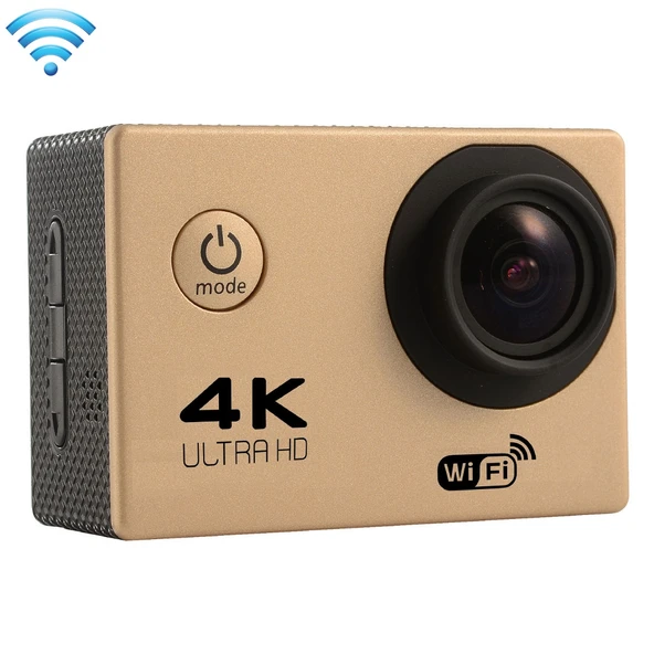 F60 2.0 inç Ekran 170 Derece Geniş Açı WiFi Spor Aksiyon Kamerası Su Geçirmez Kılıf Altın
