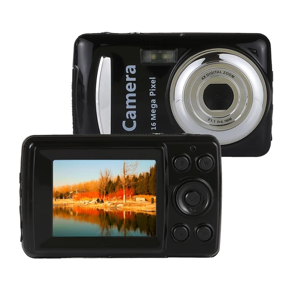1280x720P HD Dijital Video Kamera Kaydedici 16 MP 4X Zoom 2.4 inç TFT Ekran Siyah