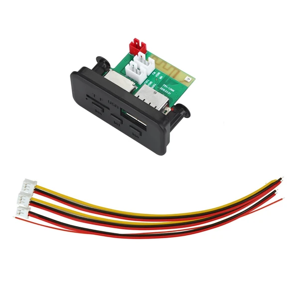 Araba 12V MP3 Çalar Dekoder Kart FM Radyo TF Kart USB AUX Bluetooth Siyah - 5