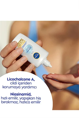 Nivea Sun Hafif Dokulu Güneş Koruyucu Yüz Kremi 50SPF 40 ml - Resim 4