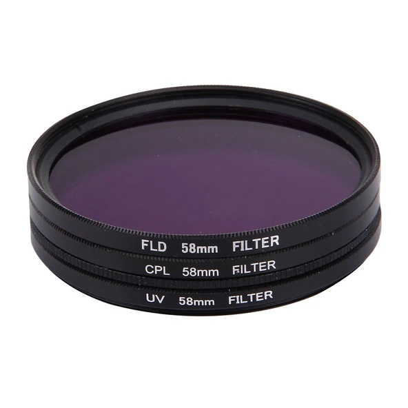 Junestar 3 in 1 Profesyonel 58mm Lens Filtresi CPL UV FLD Mor GoPro Xiaomi Xiaoyi Yi Spor Kamera - 3