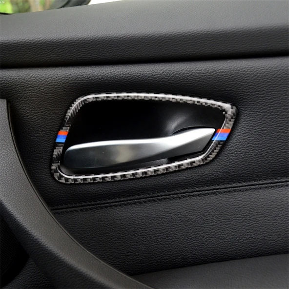 BMW E90 320i 318i 325i Üç Renkli Karbon Fiber Araba Kapı Kolu Dekoratif Sticker