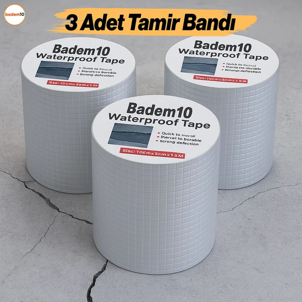 Çatı İzolasyon Bandı 3 ADET Tamir Bant 2 METRE Su Sızdırmazlık Geçirmezlik Yalıtım Çamur Çatlak Boru - 7