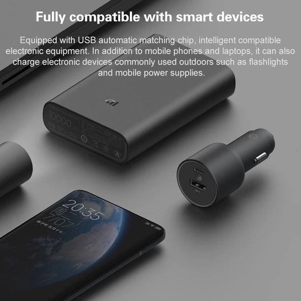 Xiaomi CC07ZM 100W Çift Portlu USB ve USB-C Hızlı Araç Şarj Cihazı - 6