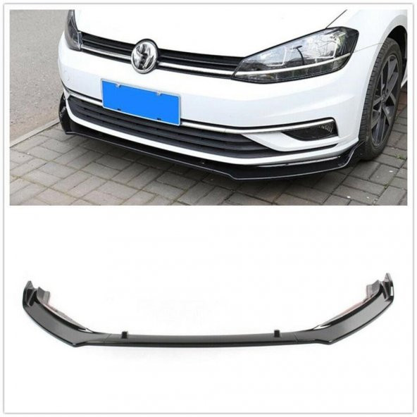 Volkswagen Golf 7 - 7.5 Parlak Siyah 3 Parça Ön Lip - 4