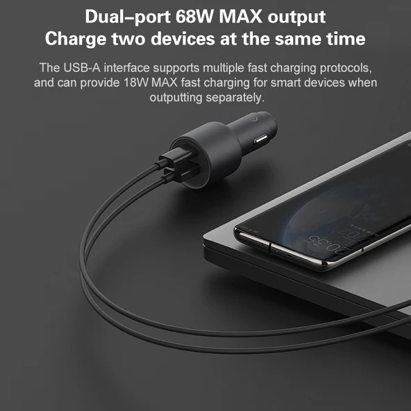 Xiaomi CC07ZM 100W Çift Portlu USB ve USB-C Hızlı Araç Şarj Cihazı - 7