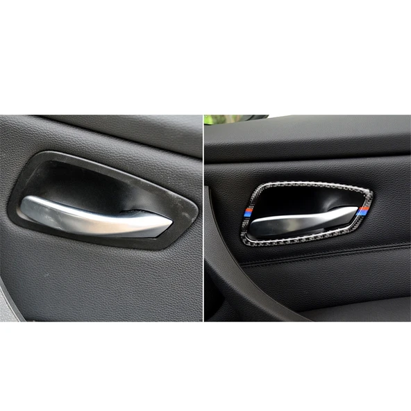 BMW E90 320i 318i 325i Üç Renkli Karbon Fiber Araba Kapı Kolu Dekoratif Sticker - 7