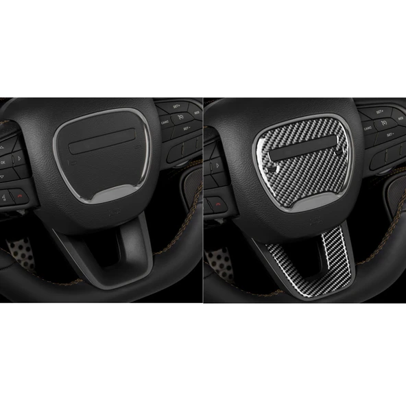 Dodge Challenger 2015 ve Sonrası Sol Direksiyon Karbon Fiber Direksiyon Logosu ve Çene Dekoratif Sticker Seti 2 Parça - 7