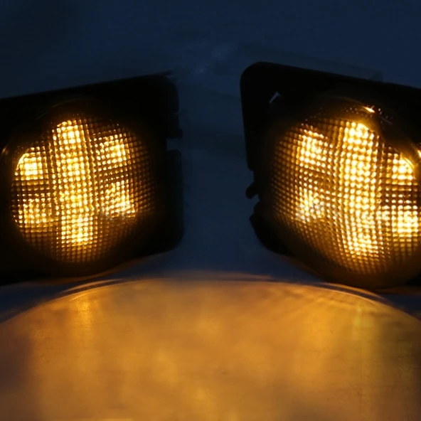 Jeep Wrangler JK 2007-2017 Uyumlu 2'li 8W 12V LED Tekerlek Kaş Sinyal Lambası - Delikli Bağlantı Tipi - 7
